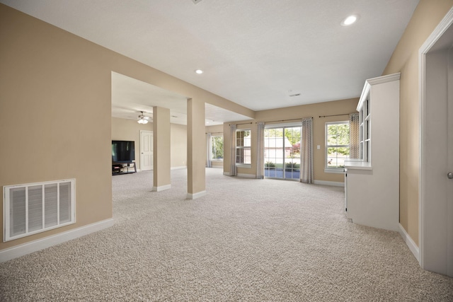 262 Silver Creek Dr, Somerset, KY 42503 - empty room with light colored carpet, baseboards, recessed lighting, and ceiling fan