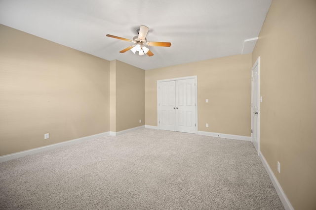 262 Silver Creek Dr, Somerset, KY 42503 - unfurnished bedroom featuring baseboards, carpet, a closet, and ceiling fan