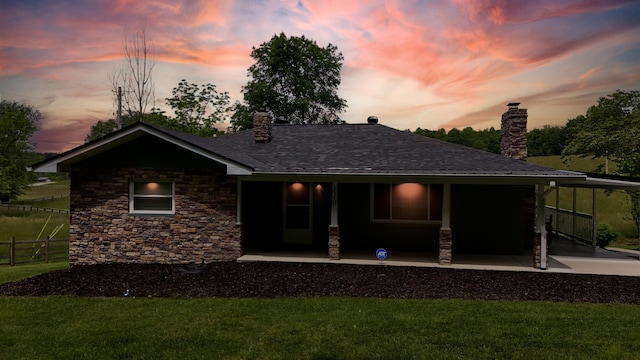 110 Witt Rd, London, KY 40741 - back of property featuring a chimney, covered porch, and stone siding
