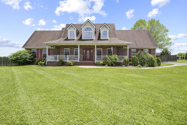 164 River Run Dr, Lancaster, KY 40444 - new england style home featuring brick siding, a porch, and a shingled roof