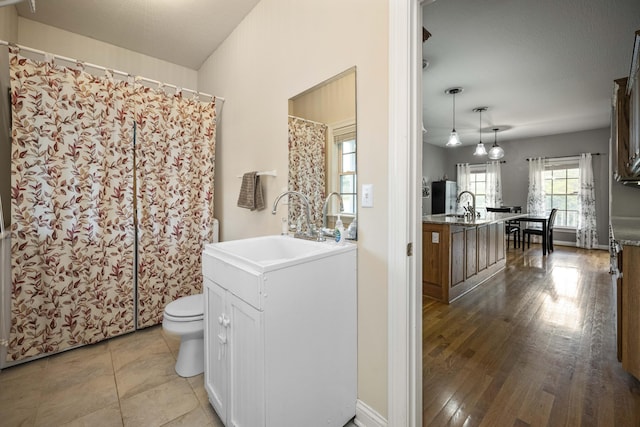 164 River Run Dr, Lancaster, KY 40444 - bathroom featuring toilet, vanity, and a shower with curtain
