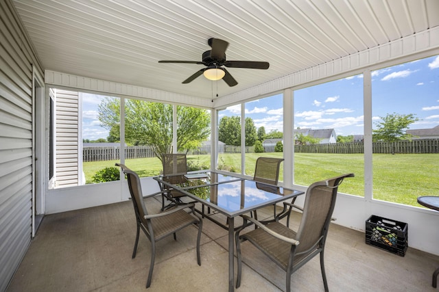 164 River Run Dr, Lancaster, KY 40444 - sunroom featuring outdoor dining space, a ceiling fan, and plenty of natural light