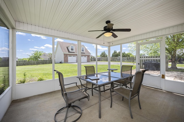 164 River Run Dr, Lancaster, KY 40444 - sunroom / solarium with healthy amount of natural light, a ceiling fan, and outdoor dining space