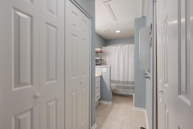 395 Redding Rd Unit 19, Lexington, KY 40517 - full bathroom with tile patterned flooring, toilet, a closet, and recessed lighting