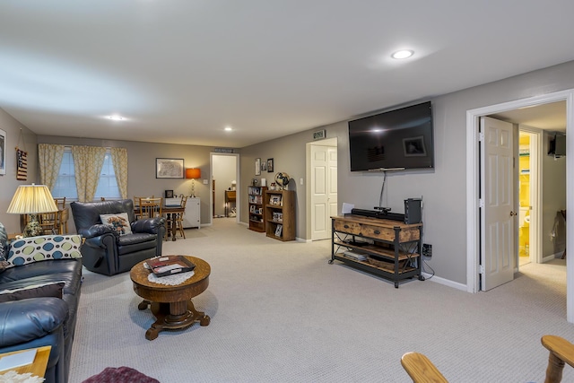 395 Redding Rd Unit 19, Lexington, KY 40517 - living room featuring light colored carpet, baseboards, and recessed lighting