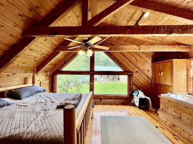 5080 Dry Branch Rd, Lexington, KY 40515 - bedroom featuring hardwood / wood-style floors, wooden walls, and wood ceiling