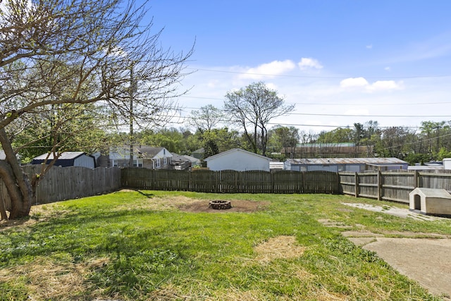 112 Gano Ave, Georgetown, KY 40324 - view of yard featuring a fire pit and a storage shed