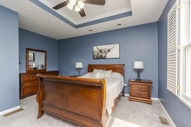 2018 E Ct, Richmond, KY 40475 - bedroom featuring carpet floors, a raised ceiling, baseboards, ornamental molding, and ceiling fan