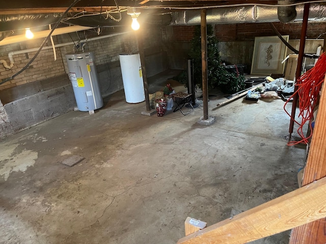 309 W Maple Ave, Lancaster, KY 40444 - unfinished basement with electric water heater, water heater, and concrete block wall