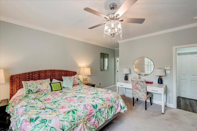 4172 Tradition Way, Lexington, KY 40509 - carpeted bedroom with baseboards, ornamental molding, and ceiling fan