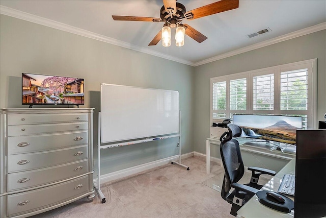 4172 Tradition Way, Lexington, KY 40509 - office space featuring light carpet, a ceiling fan, baseboards, and crown molding