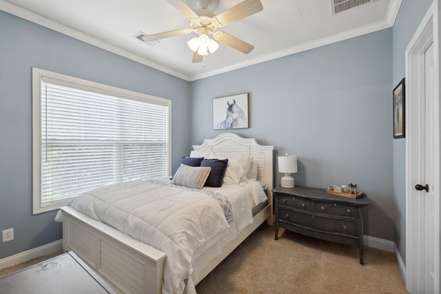 112 Woods Point Cir, Georgetown, KY 40324 - carpeted bedroom featuring baseboards, ornamental molding, and a ceiling fan