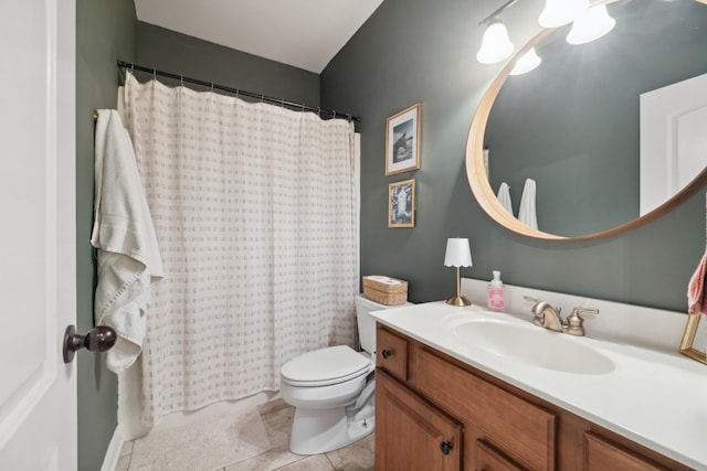 112 Woods Point Cir, Georgetown, KY 40324 - full bathroom with toilet, vanity, tile patterned flooring, and a shower with shower curtain