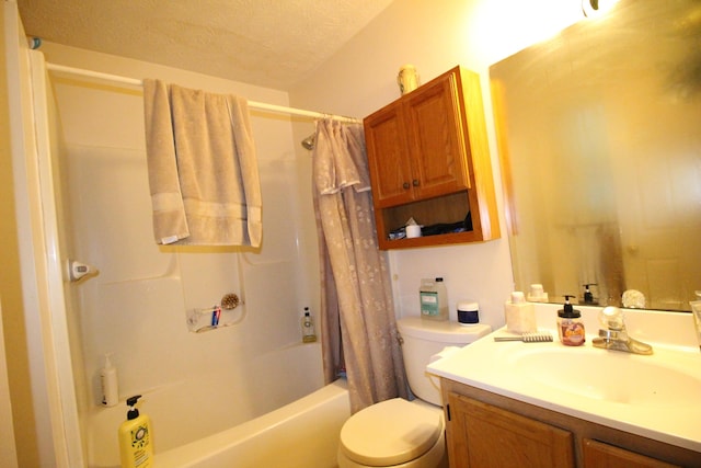 1017 Marshall Park Dr, Georgetown, KY 40324 - full bathroom featuring vanity, shower / tub combo, toilet, and a textured ceiling