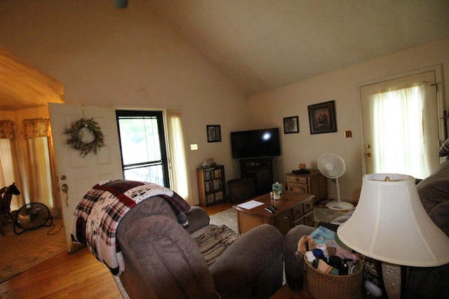 1017 Marshall Park Dr, Georgetown, KY 40324 - living room featuring light wood-style flooring and high vaulted ceiling