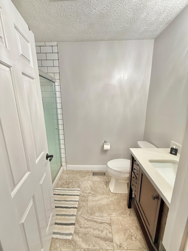 100 Cave Run Rd, Frankfort, KY 40601 - full bath featuring a stall shower, a textured ceiling, vanity, and toilet