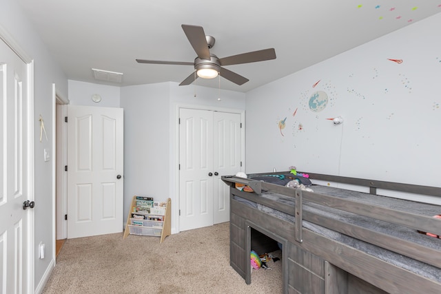209 Juniper Dr, Nicholasville, KY 40356 - unfurnished bedroom featuring carpet, a closet, and ceiling fan