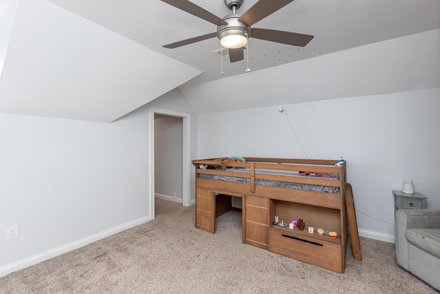 209 Juniper Dr, Nicholasville, KY 40356 - carpeted bedroom with lofted ceiling, baseboards, and a ceiling fan