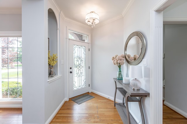 209 Juniper Dr, Nicholasville, KY 40356 - foyer entrance with wood finished floors, a chandelier, ornamental molding, and baseboards