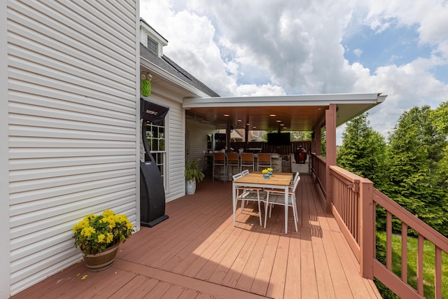 209 Juniper Dr, Nicholasville, KY 40356 - wooden deck featuring outdoor dining space