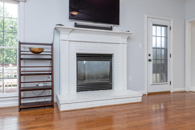209 Juniper Dr, Nicholasville, KY 40356 - detailed view of a fireplace, wood finished floors, and baseboards