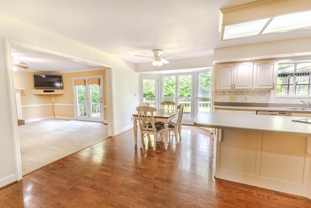 6011 Canonero Way, Versailles, KY 40383 - dining space featuring ceiling fan, wood finished floors, and baseboards