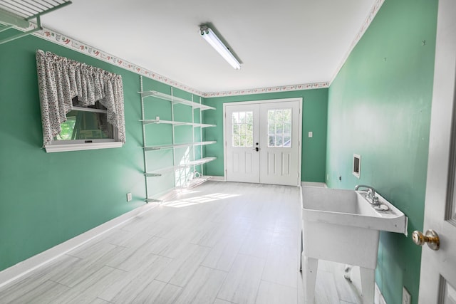 6011 Canonero Way, Versailles, KY 40383 - interior space with french doors, baseboards, wood finished floors, and heating unit