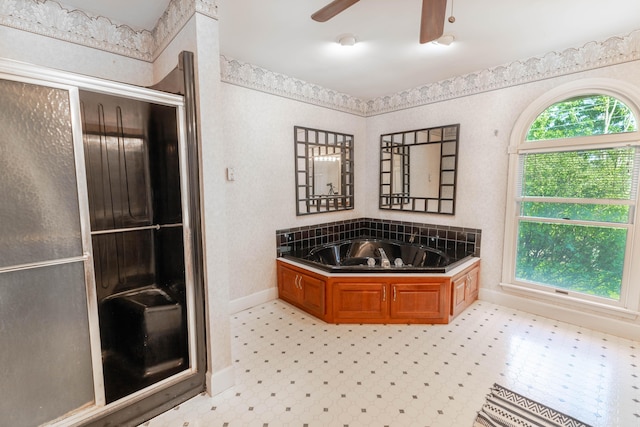 6011 Canonero Way, Versailles, KY 40383 - full bath featuring tile patterned floors, baseboards, ceiling fan, and a bath
