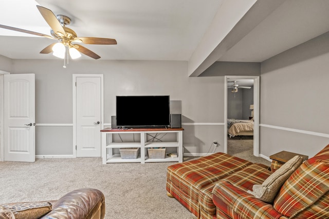 1023 Chickasaw Trl, Frankfort, KY 40601 - living area featuring ceiling fan, carpet flooring, and baseboards