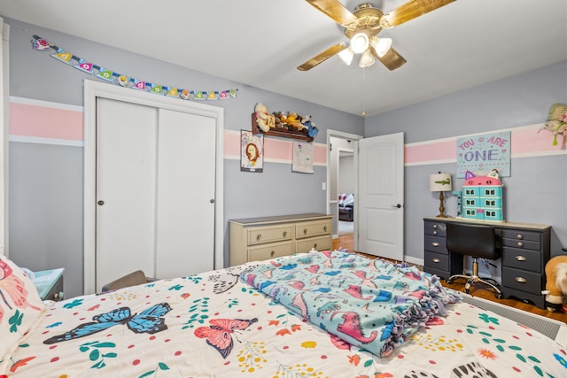 1023 Chickasaw Trl, Frankfort, KY 40601 - bedroom featuring a closet, a ceiling fan, and wood finished floors