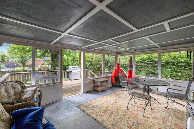 1023 Chickasaw Trl, Frankfort, KY 40601 - sunroom featuring a wooden deck, plenty of natural light, and outdoor dining space