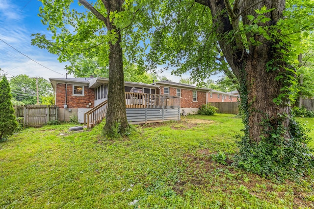 1023 Chickasaw Trl, Frankfort, KY 40601 - back of house featuring brick siding and a wooden deck