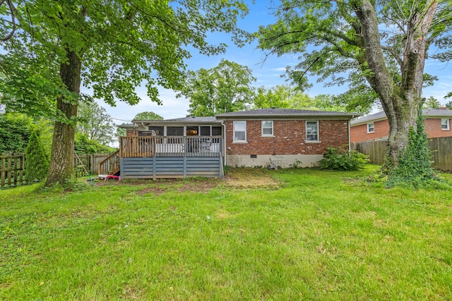 1023 Chickasaw Trl, Frankfort, KY 40601 - back of house featuring crawl space, a sunroom, and brick siding