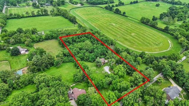 2849 Walnut Hill Rd, Lexington, KY 40515 - overview of rural landscape with property parcel outlined