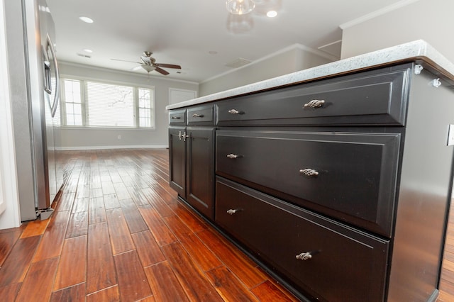 9412 Harrodsburg Rd, Wilmore, KY 40390 - hall featuring ornamental molding, dark wood-style floors, and baseboards