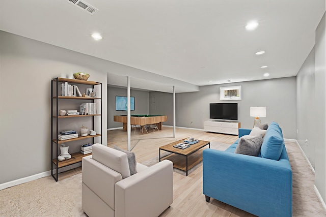 2152 Sallee Dr, Lexington, KY 40513 - living room with pool table, baseboards, light wood-style flooring, and recessed lighting