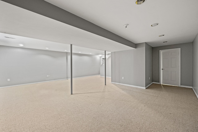 2152 Sallee Dr, Lexington, KY 40513 - finished below grade area with baseboards, recessed lighting, and carpet flooring