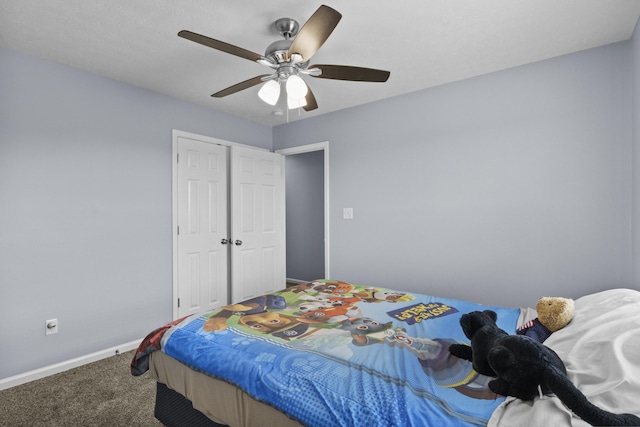 112 Covington Way, Richmond, KY 40475 - bedroom with carpet, baseboards, a ceiling fan, and a closet