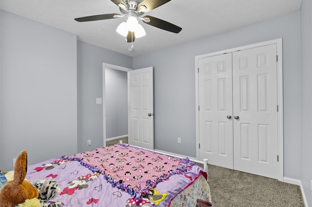 112 Covington Way, Richmond, KY 40475 - carpeted bedroom with a closet, a ceiling fan, and baseboards