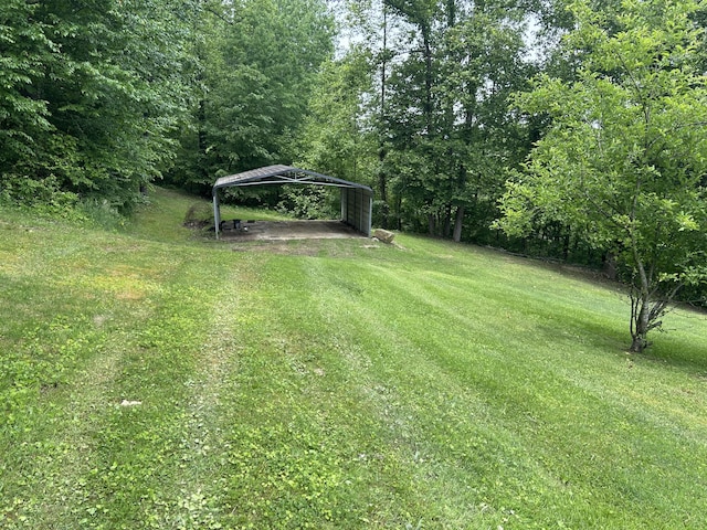 12430 E Ky-10, Quincy, KY 41166 - view of grassy yard with a detached carport and a view of trees