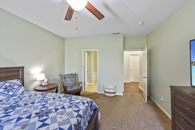 127 Schneider Blvd, Georgetown, KY 40324 - carpeted bedroom with baseboards, a ceiling fan, and connected bathroom