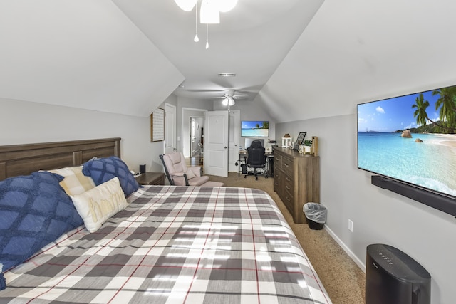 127 Schneider Blvd, Georgetown, KY 40324 - carpeted bedroom with lofted ceiling, a ceiling fan, and baseboards