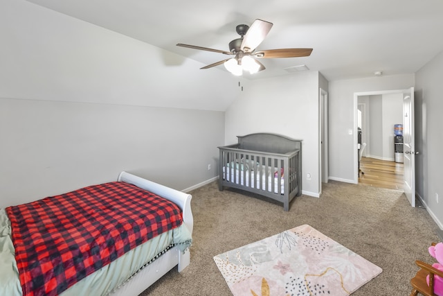 127 Schneider Blvd, Georgetown, KY 40324 - carpeted bedroom with baseboards, a ceiling fan, and vaulted ceiling