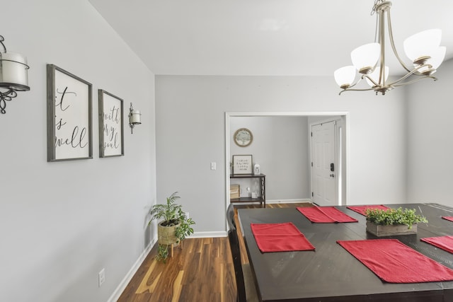 127 Schneider Blvd, Georgetown, KY 40324 - dining space with a chandelier, baseboards, and dark wood finished floors