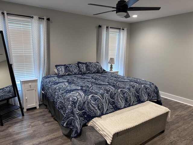 2042 Partridge Way, Richmond, KY 40475 - bedroom featuring dark wood finished floors, a ceiling fan, baseboards, and recessed lighting