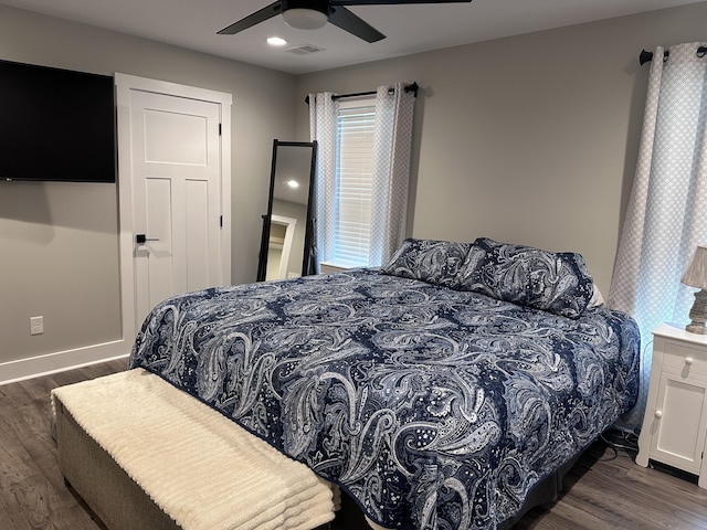 2042 Partridge Way, Richmond, KY 40475 - bedroom with dark wood-style floors, a ceiling fan, and baseboards