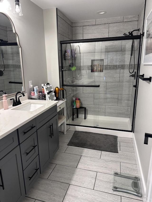 2042 Partridge Way, Richmond, KY 40475 - bathroom featuring vanity, a shower stall, and recessed lighting