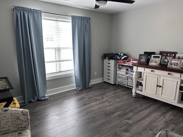 2042 Partridge Way, Richmond, KY 40475 - office area featuring plenty of natural light, ceiling fan, dark wood finished floors, and baseboards