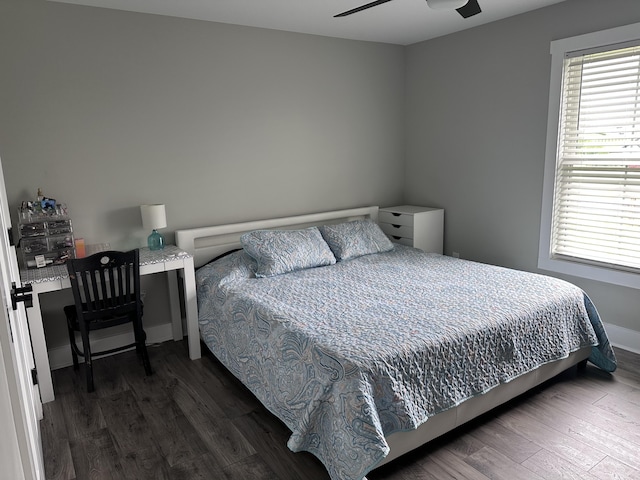 2042 Partridge Way, Richmond, KY 40475 - bedroom with dark wood-style floors, multiple windows, baseboards, and a ceiling fan
