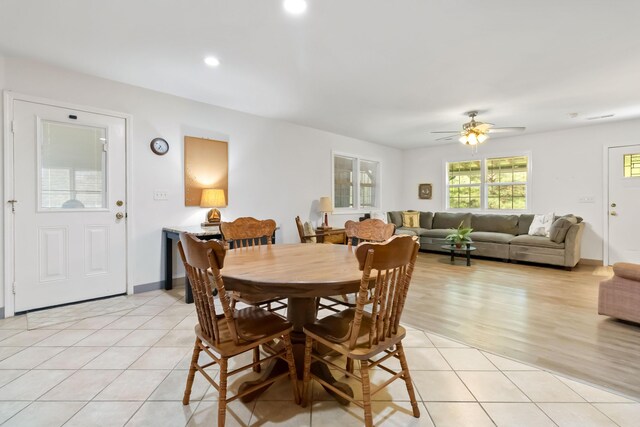 5830 Old Keno Rd, Burnside, KY 42519 - dining area with a ceiling fan, recessed lighting, and light tile patterned floors